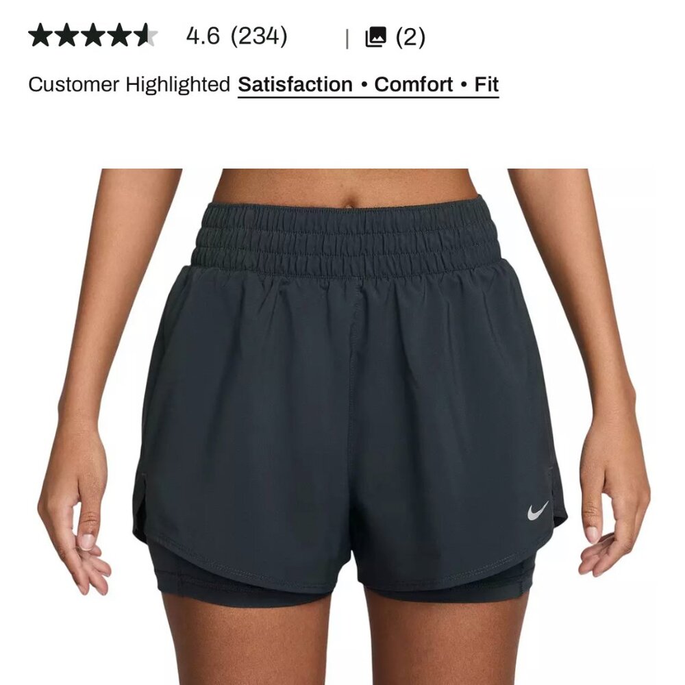 Nike Women's One Dri-FIT High-Waisted 3" 2-in-1 Shorts